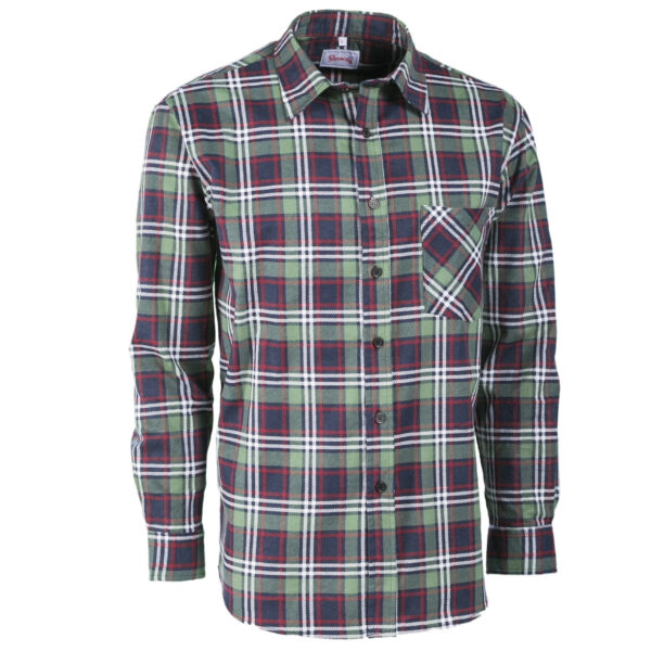 camicia flanella scozzese verde rossa