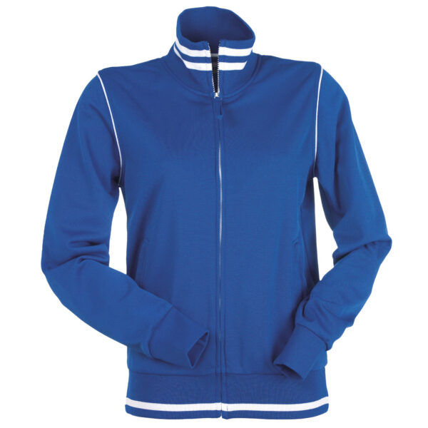 felpa donna zip intera blu royal bianco