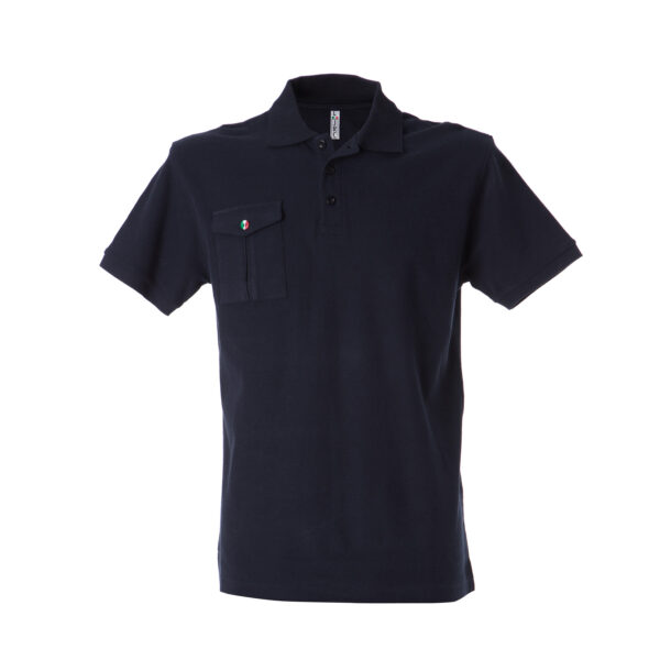 Polo manica corta con taschino blu navy