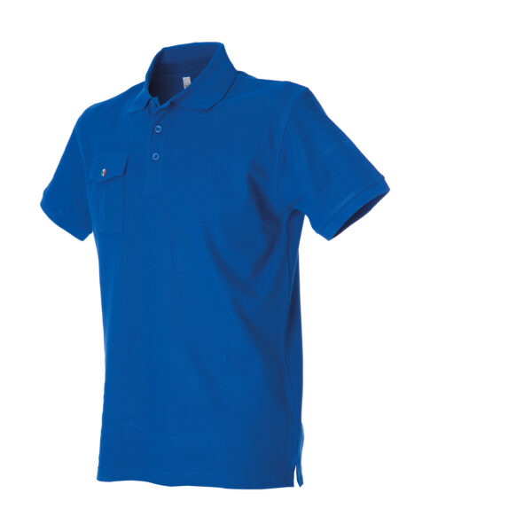 Polo manica corta con taschino blu royal