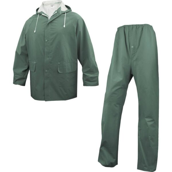 completo pioggia giacca pantalone verde